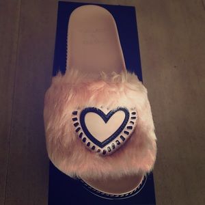 Coach x Keith Haring Pink Fuzzy Slides Sz 8